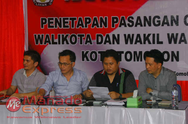 KPU Tomohon Tetapkan 3 Paslon Wali dan Wawali Tomohon