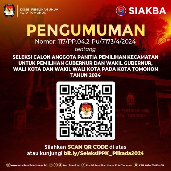 KPU Tomohon Buka Rekrutmen PPK 2024