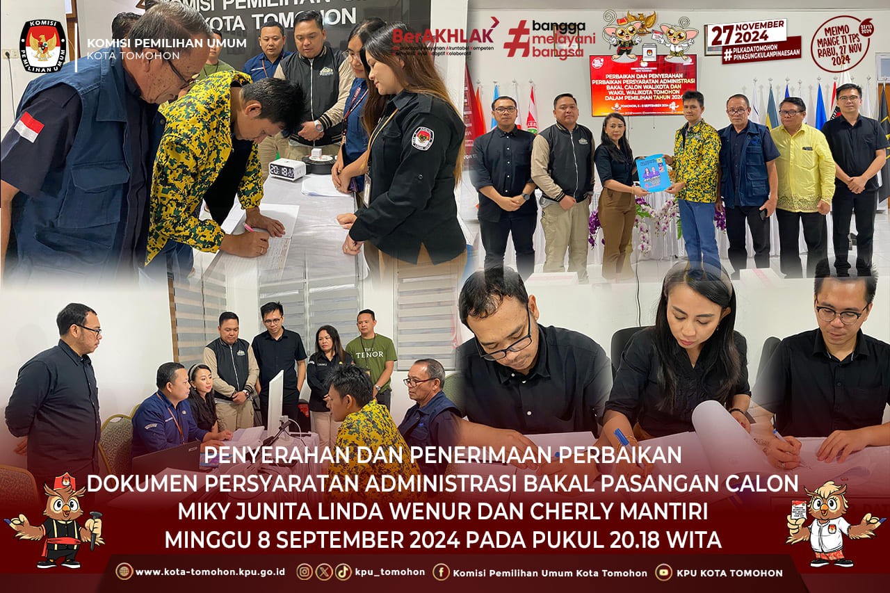 KPU Terima Dokumen Perbaikan Persyaratan Administrasi Bapaslon Miky-Cherly 