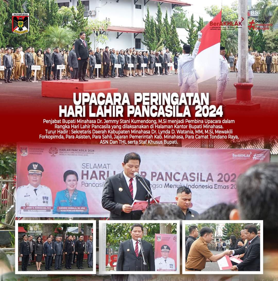 Penjabat Bupati Jemmy Kumendong Irup pada Peringatan Hari Pancasila 