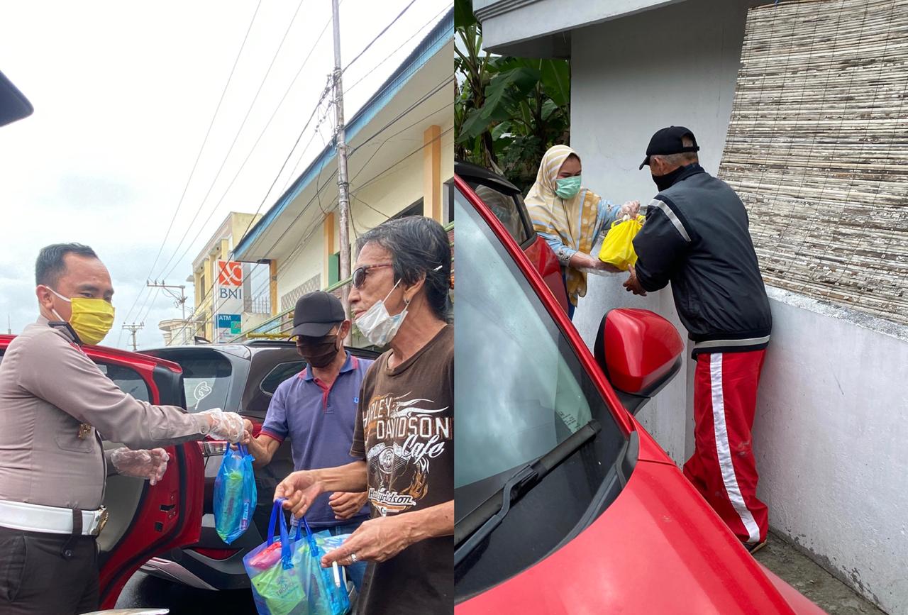 Sambut Ramadan, Kasat Lantas Polres Tomohon Bagi-Bagi Sembako
