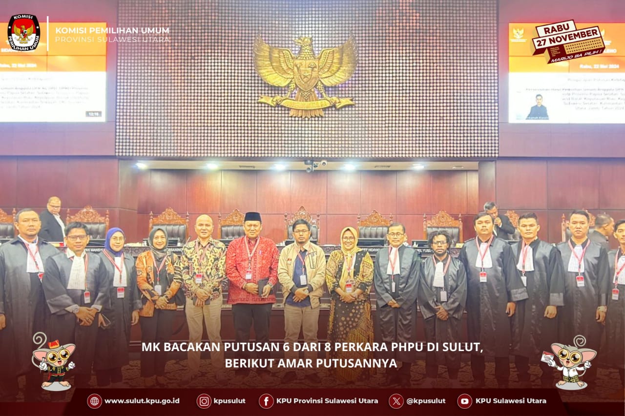 MK Bacakan Putusan 6 dari 8 Perkara PHPU di Sulut