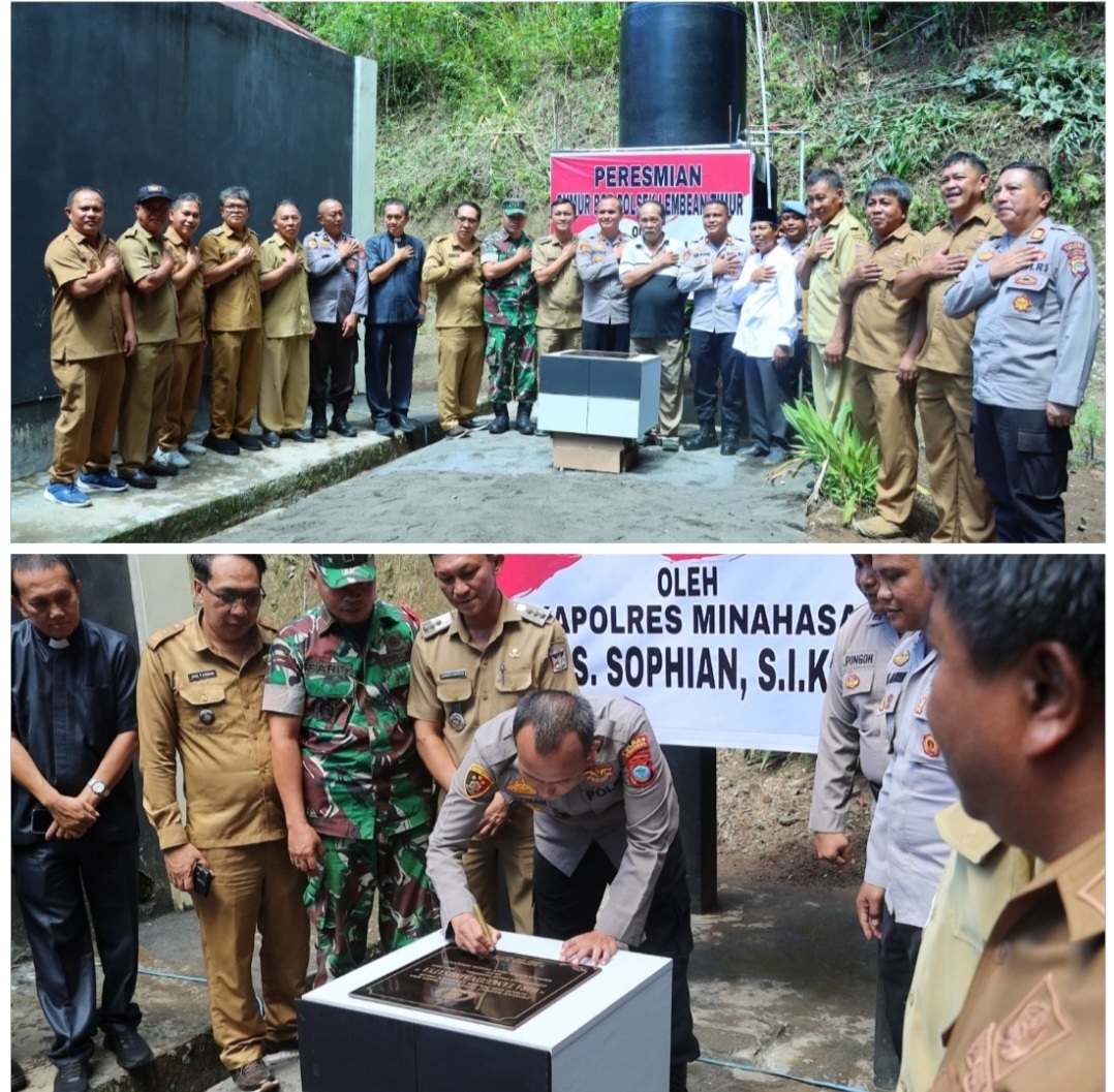 Kapolres Minahasa AKBP Sophian Resmikan Sumur Bor di Polsek Lembean Timur