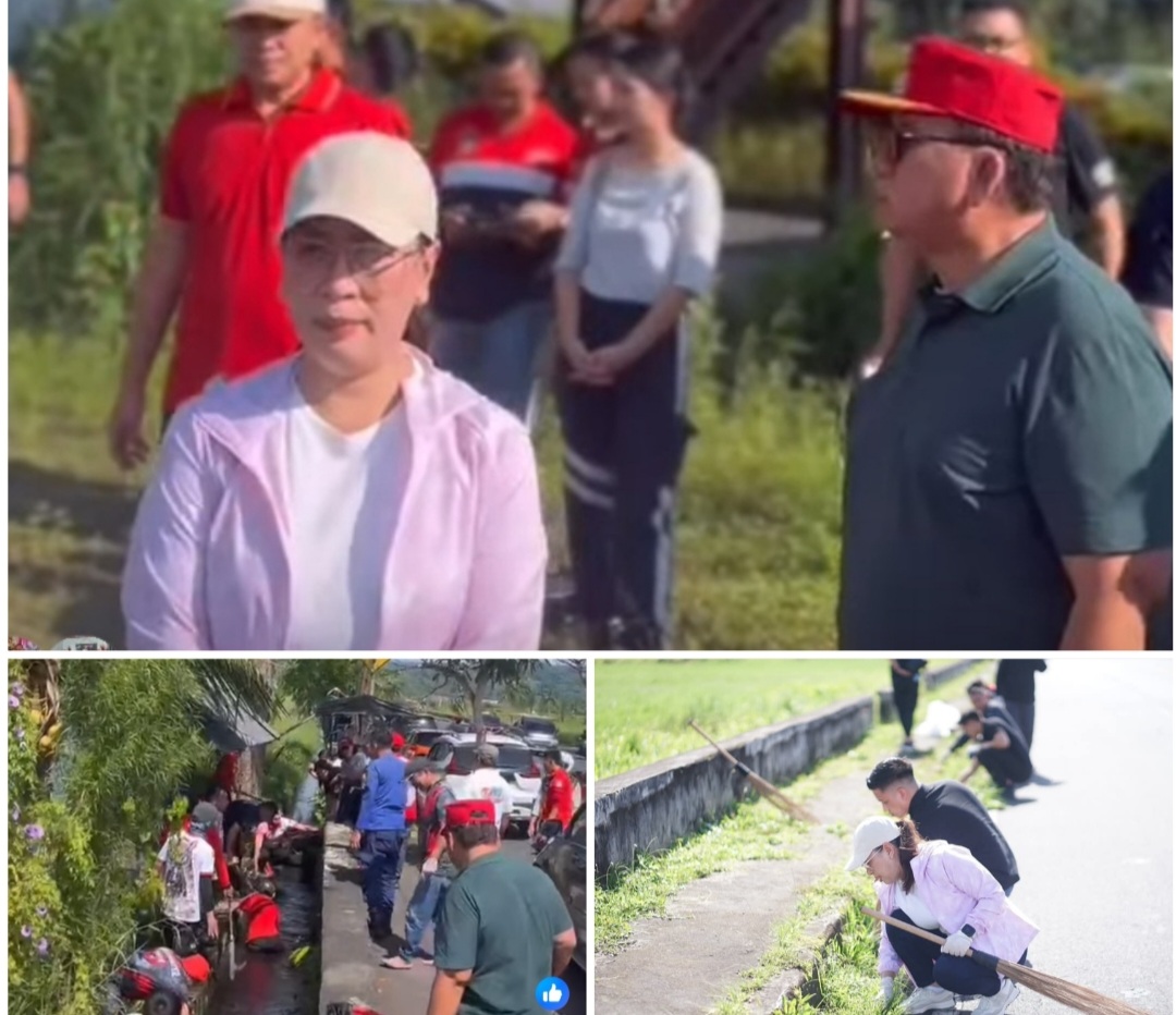 Gandeng ASN Minahasa, RD--VaSung Gelar Kerja Bakti Disejumlah Kawasan Wisata di Tondano