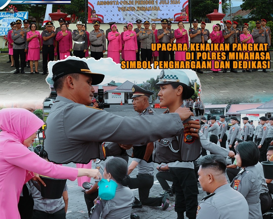  Di HUT Bhayangkara, 18 Personil Polres Minahasa Ikut Upacara Kenaikan Pangkat