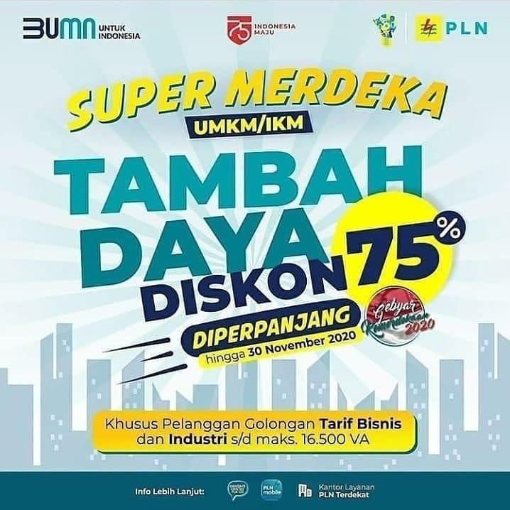 Program Tambah Daya Super Merdeka Diskon 75 Persen Diperpanjang 