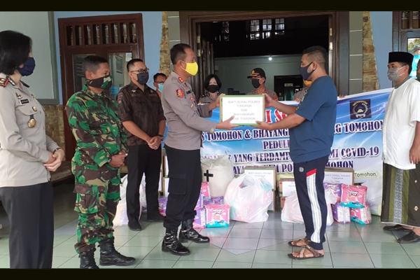 Polres dan Koramil Tomohon Bersama KBP3 Berbagi ke Panti Asuhan