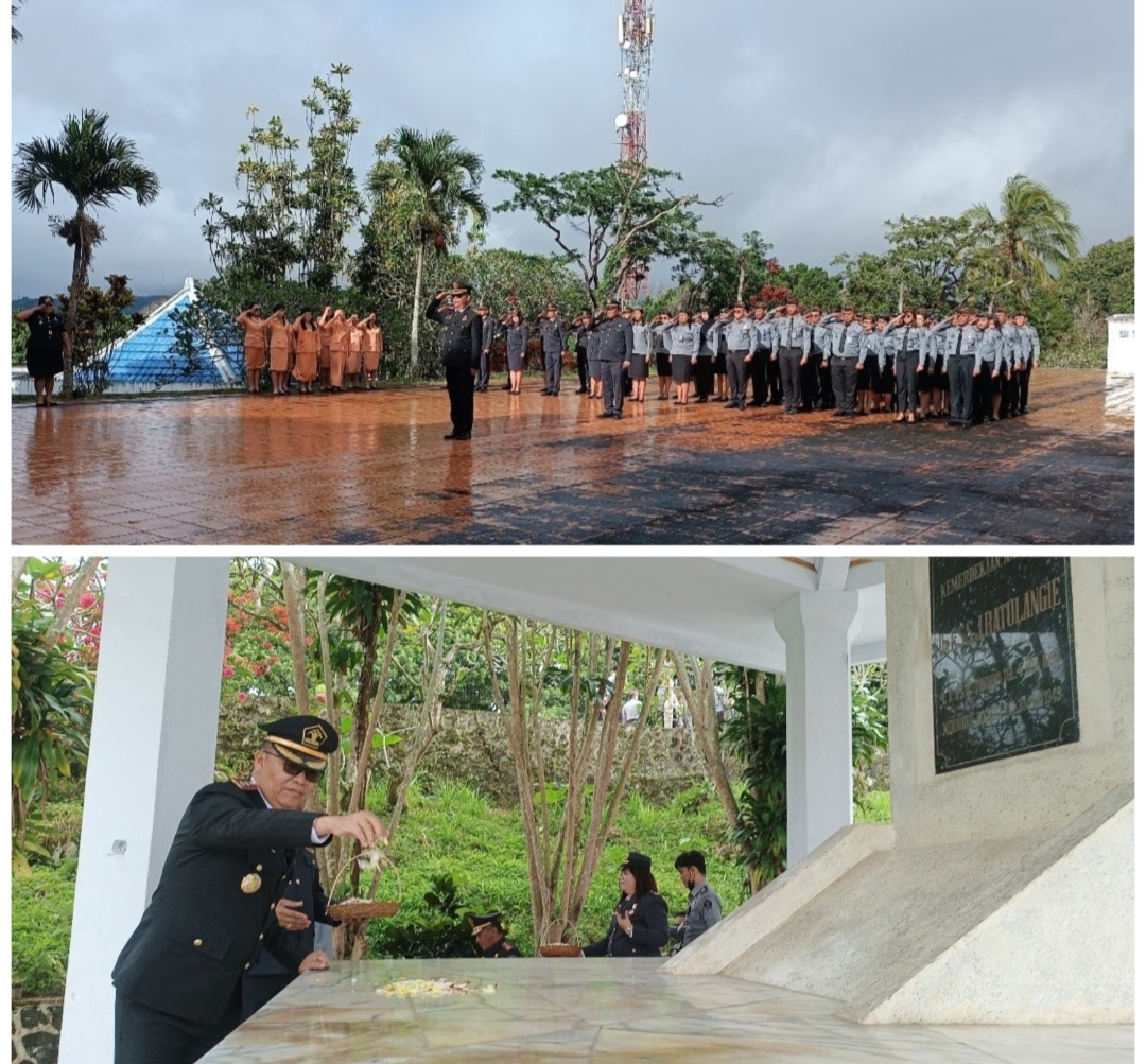 Peringati Hari Pengayoman ke-79, Lapas Tondano Laksanakan Upacara Ziarah Tabur Bunga di Taman Makam Pahlawan
