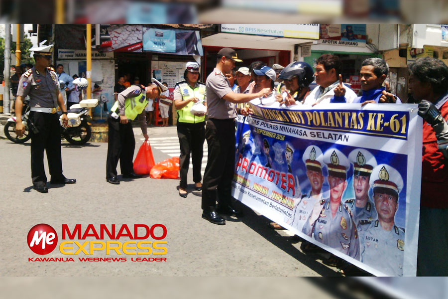 HUT Polantas Ke-61, Polres Minsel Bagi-Bagi Beras