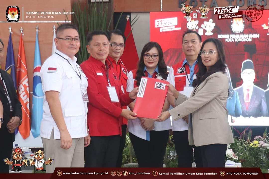 KPU Tomohon Terima Berkas Pendaftaran Bapaslon Caroll-Sendy
