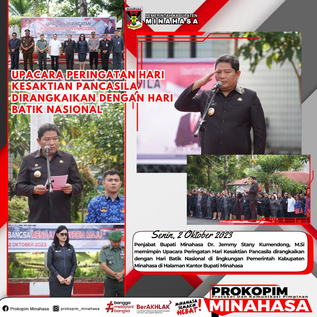 Penjabat Bupati Minahasa Jemmy Kumendong Pimpin Upacara Hari Kebangkitan Pancasila 