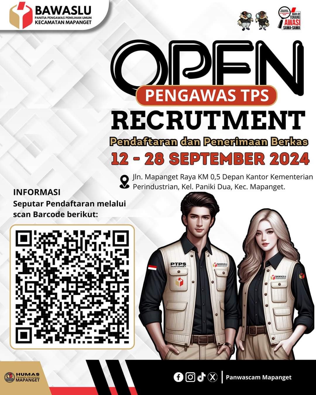 Panwascam Mapanget Buka Pendaftaran Pengawas TPS