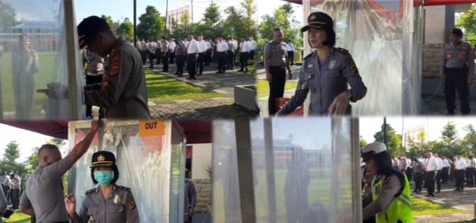 Cegah Covid-19, Polres Tomohon Sediakan Bilik Antiseptik