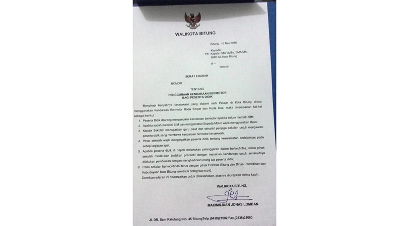 Laka Lantas Meningkat, Pemkot Edarkan Larangan Bagi Siswa Didik
