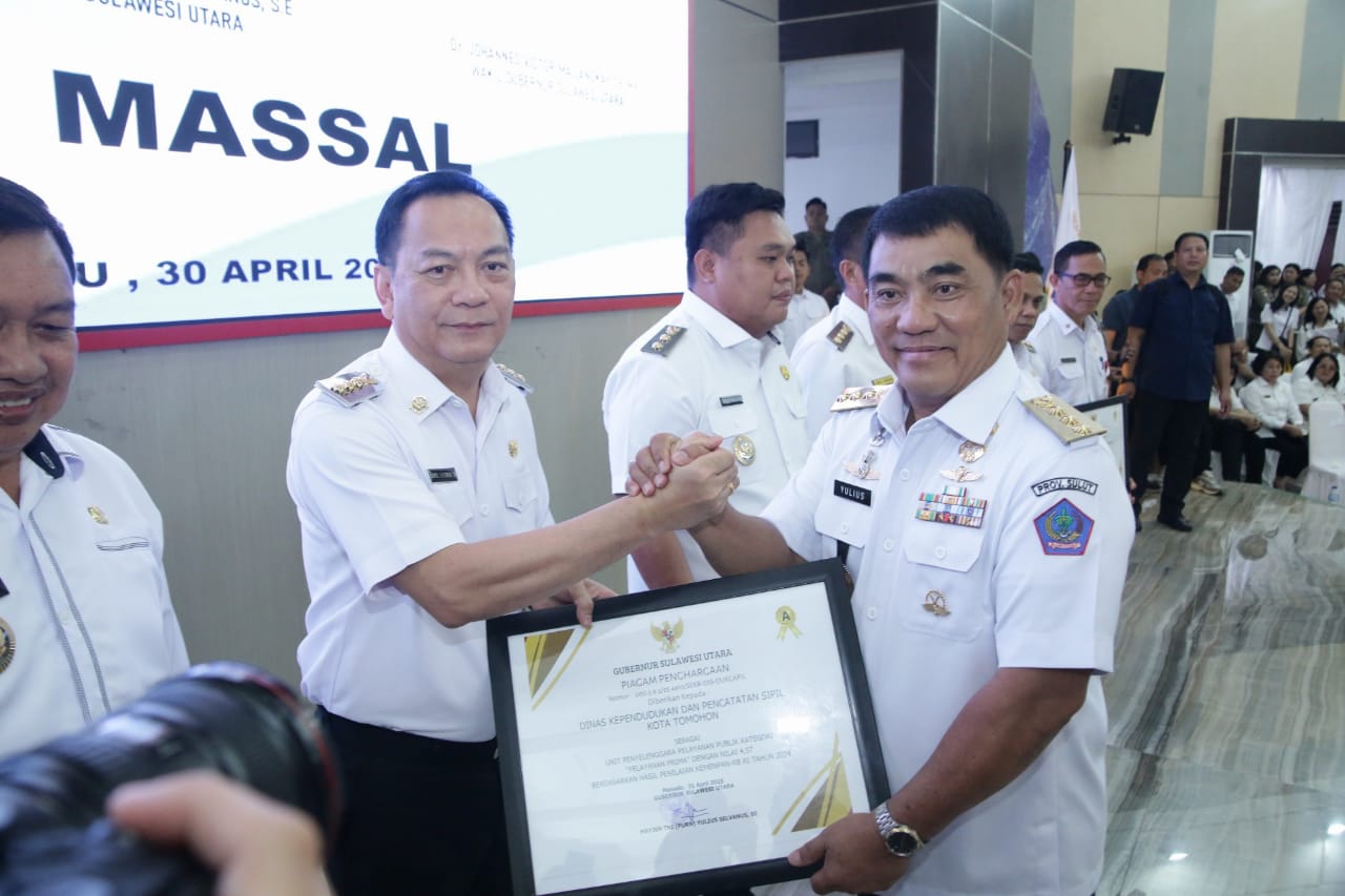 Tomohon Terima Penghargaan Gubernur Sulut