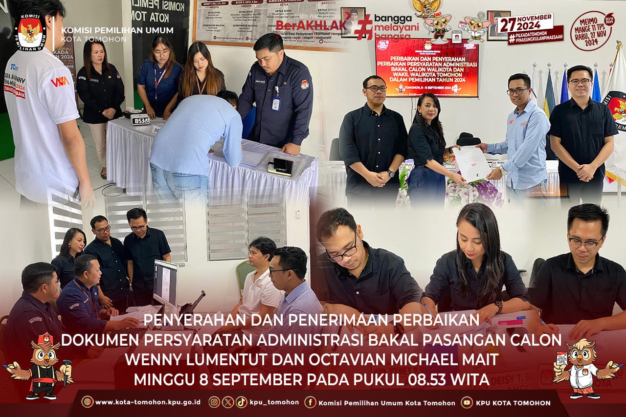 KPU Terima Dokumen Perbaikan Persyaratan Administrasi Bapaslon Wenny-Michael