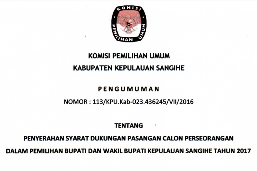 PENGUMUMAN KPU SANGIHE
