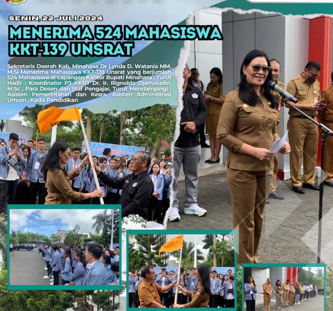 Sekda Lynda Watania Terima 524 Mahasiswa KKT Unsrat di Halaman Kantor Bupati