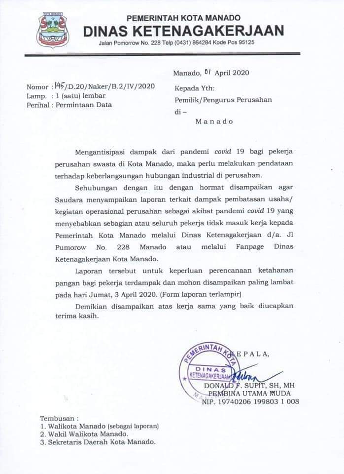 Pandemi Covid-19, Pemkot Data Perusahaan dan Pekerja Terdampak 