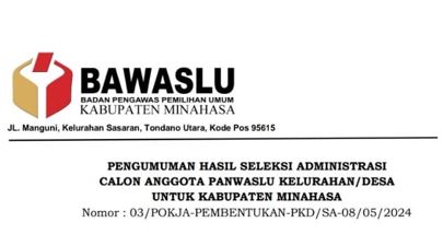 Ini Hasil Seleksi Administrasi Calon Anggota PKD Minahasa