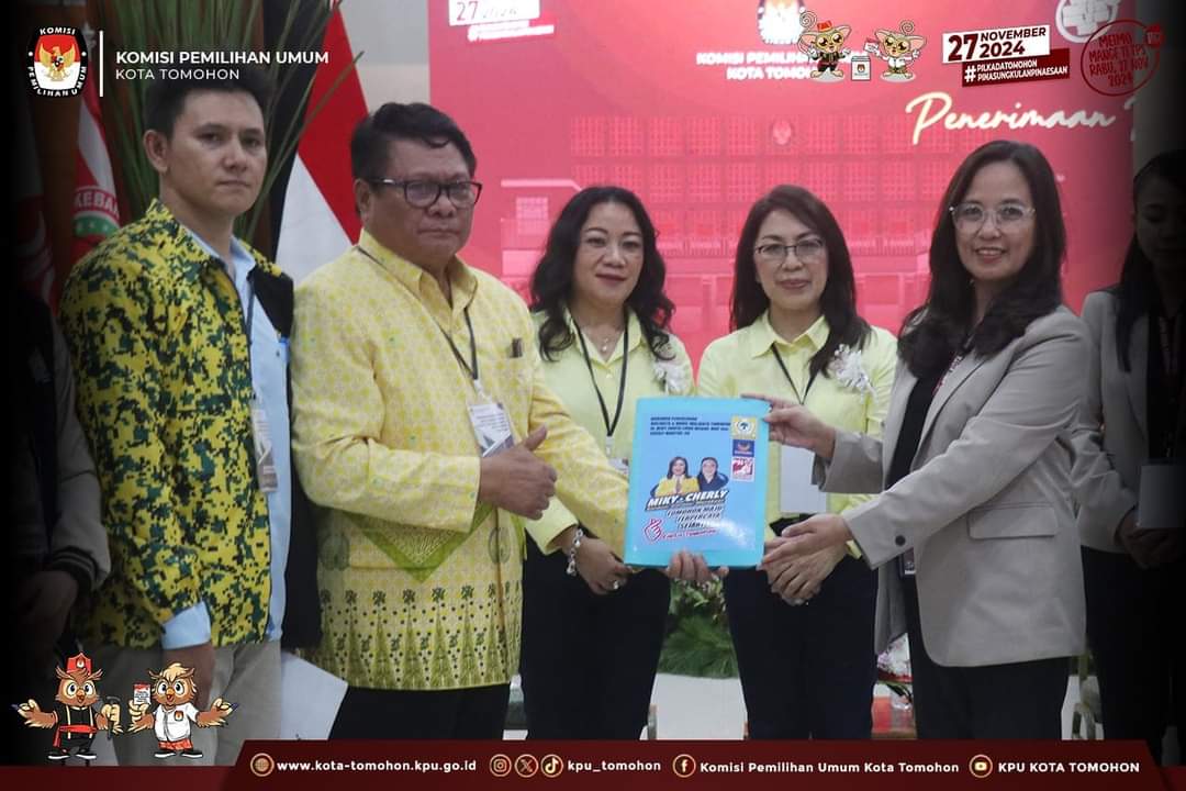 KPU Tomohon Terima Berkas Pendaftaran Bapaslon Miky-Cherly