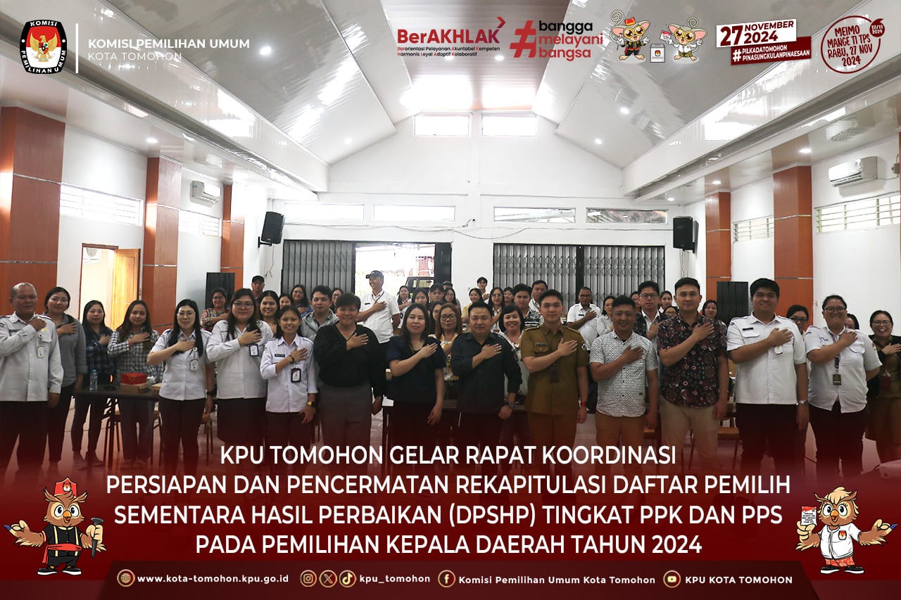 KPU Tomohon Bersiap Lakukan Pencermatan dan Rekapitulasi DPSHP