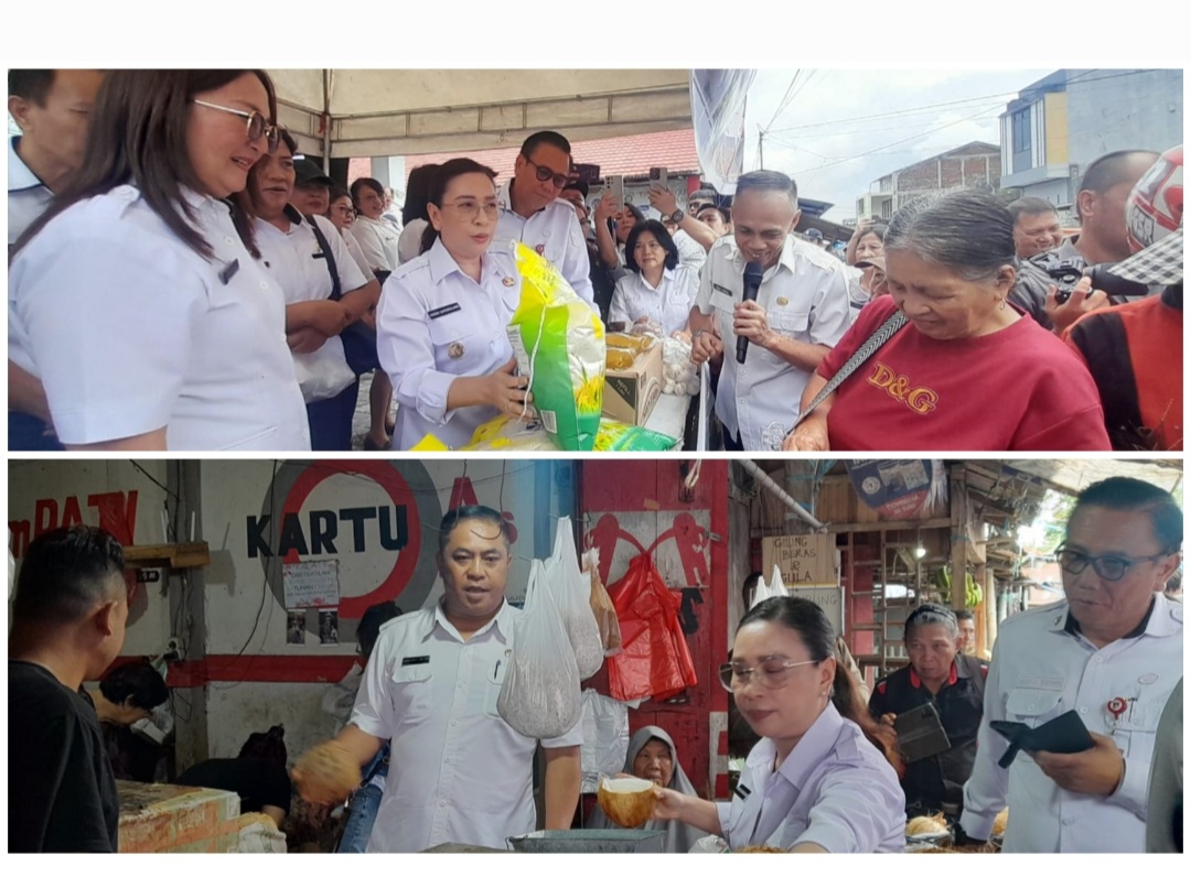 Tindaklanjut Rakor Pengendalian Inflasi dari Kemendagri, Wabup VaSung Sidak Harga Bapok di Pasar Tondano 
