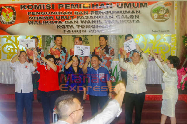 Inilah Nomor Urut Paslon Wali-Wawali Tomohon