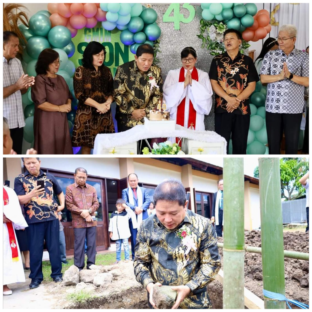 Penjabat Bupati Jemmy Kumendong Bersama Istri Hadiri HUT ke 43 GMIM Sion Sendangan Remboken 