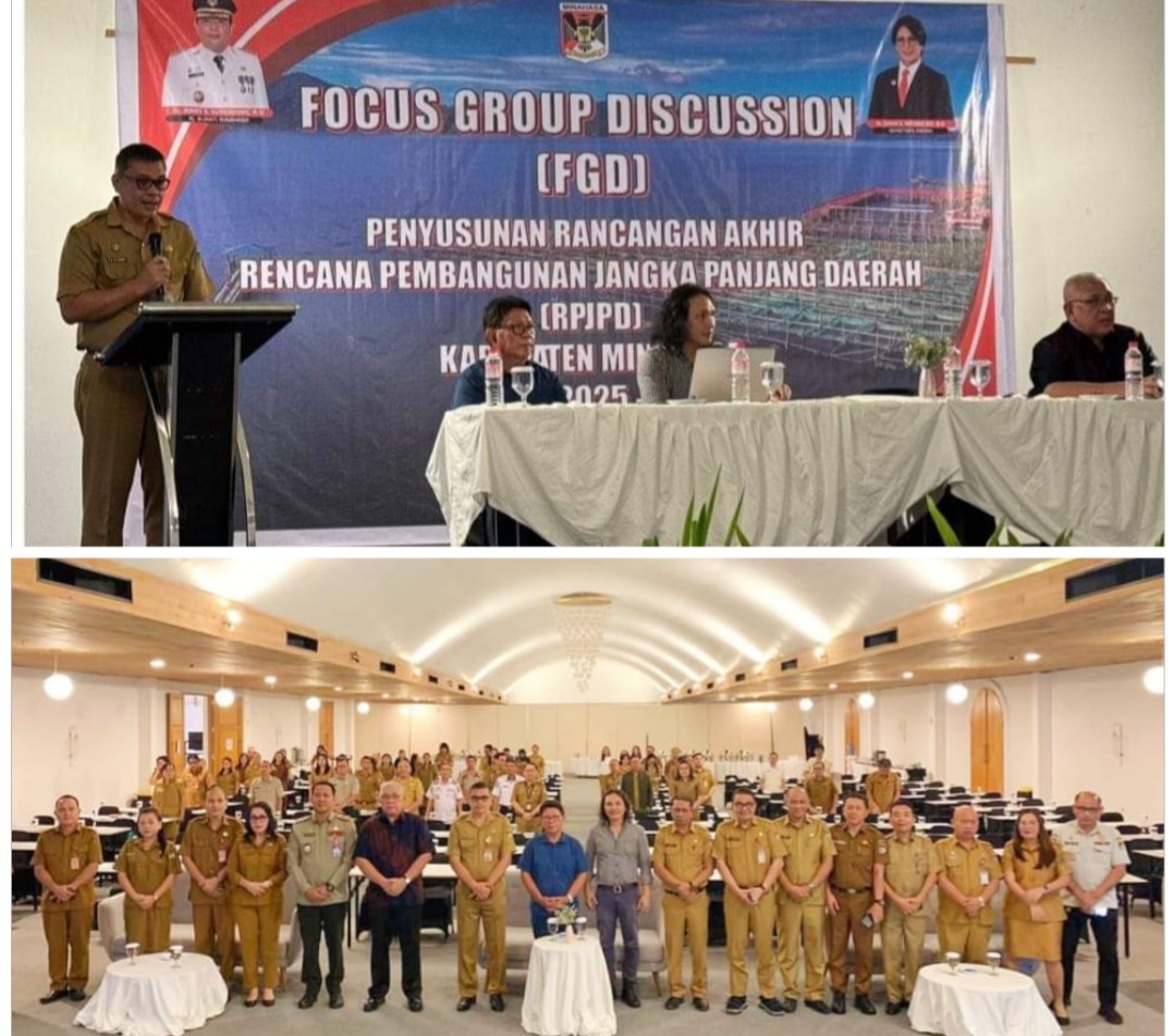 Asisten III Vicky Tanor Buka FGD RPJPD Tahun 2025-2045 di Hotel Yama Tondano