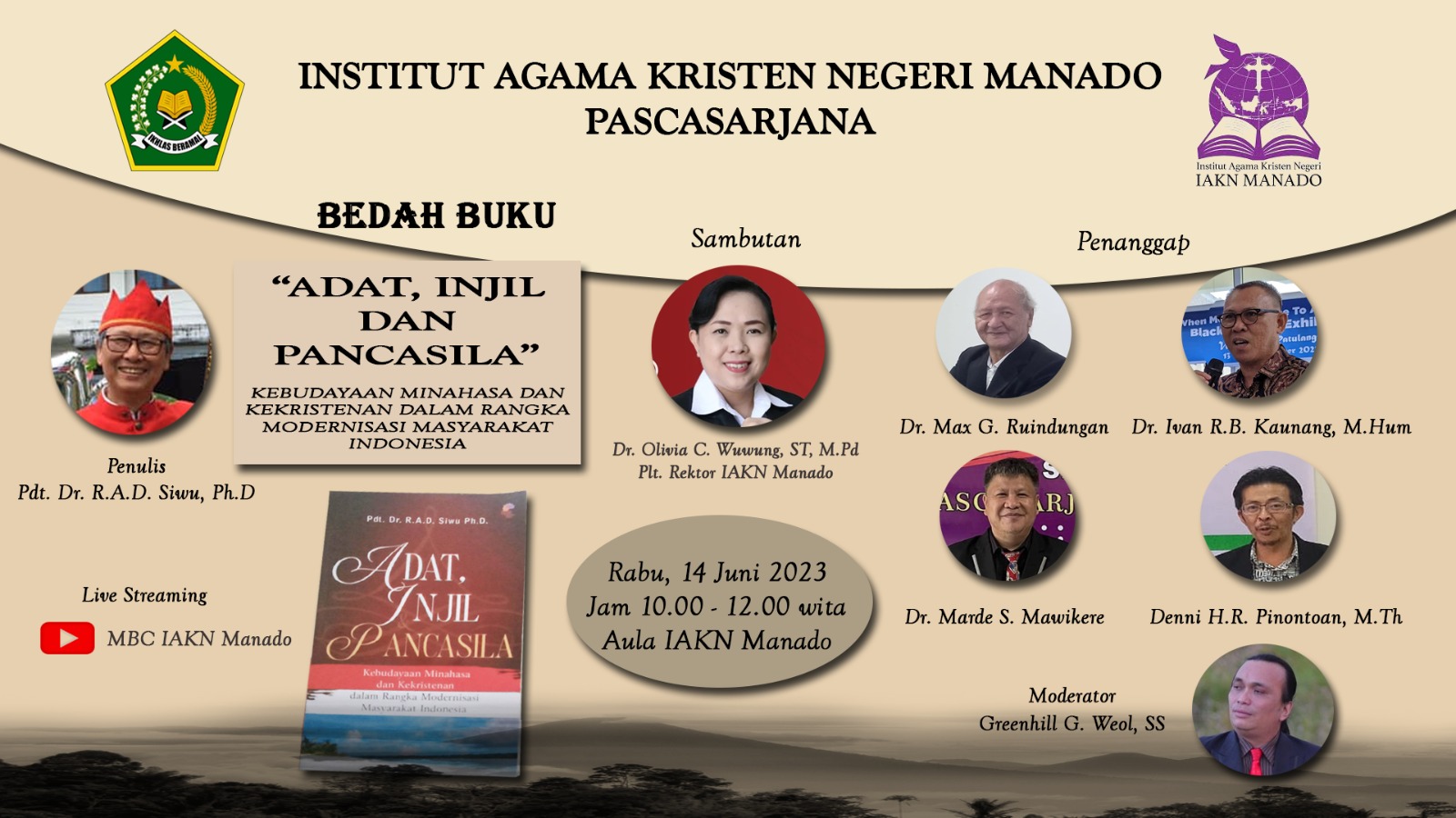 GELAR BEDAH BUKU, IAKN MANADO DORONG MAHASISWA TELITI KEBUDAYAAN