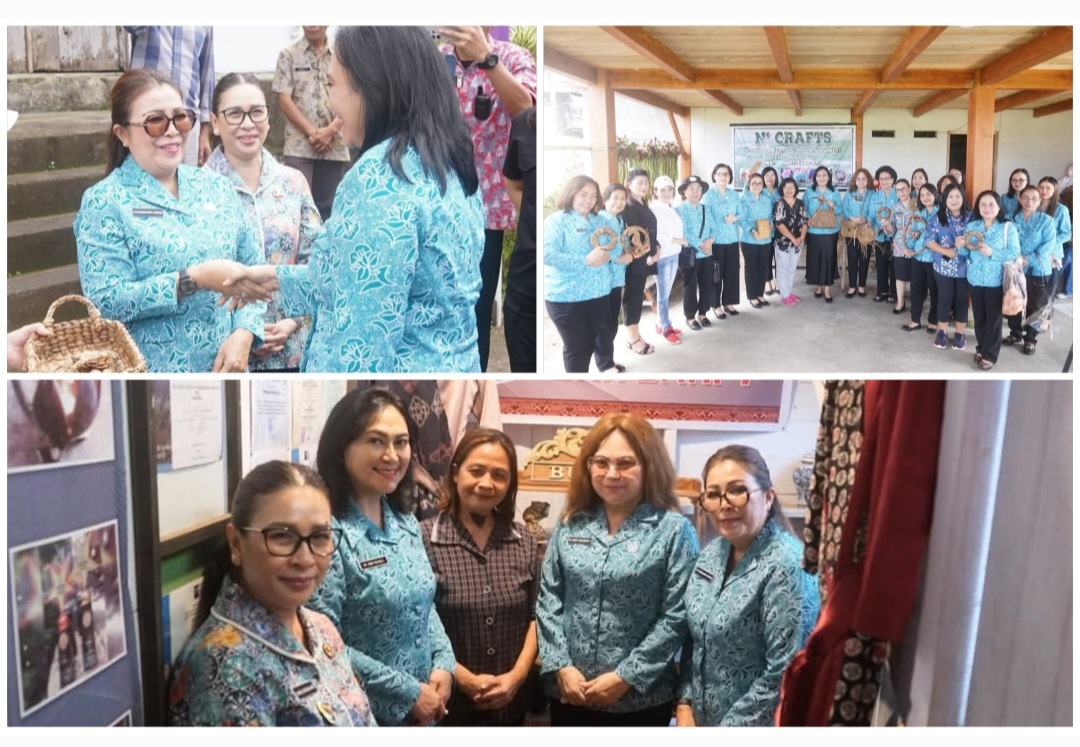 Jamu Kunker Ketua TP PKK Sulut, Wabup VaSung dan Martina Lengkong Dampingi Anik Selvanus ke Lokasi Pusat Pengrajinan Tangan 