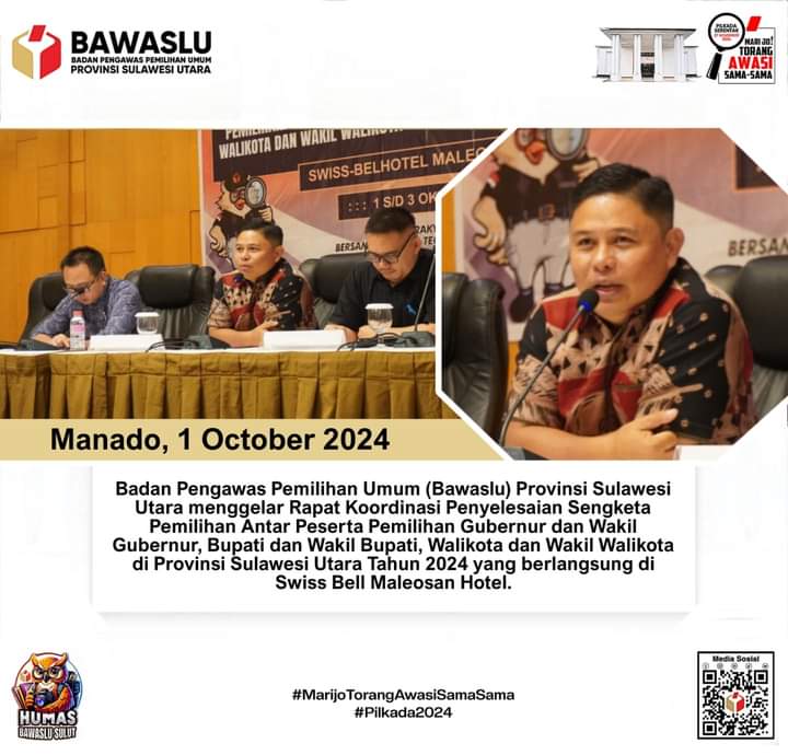 Bawaslu Sulut Gelar Rakor Penyelesaian Sengketa 