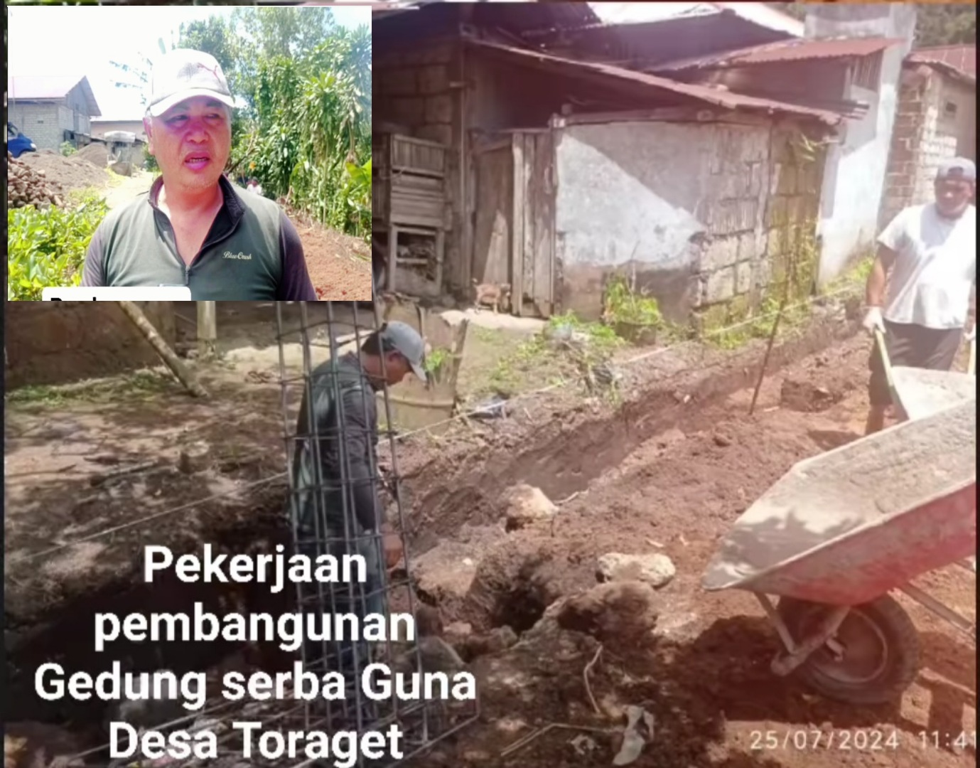 Kumtua Tulangow Pimpin Kerja Bakti Pembangunan Balai Serbaguna Desa Toraget