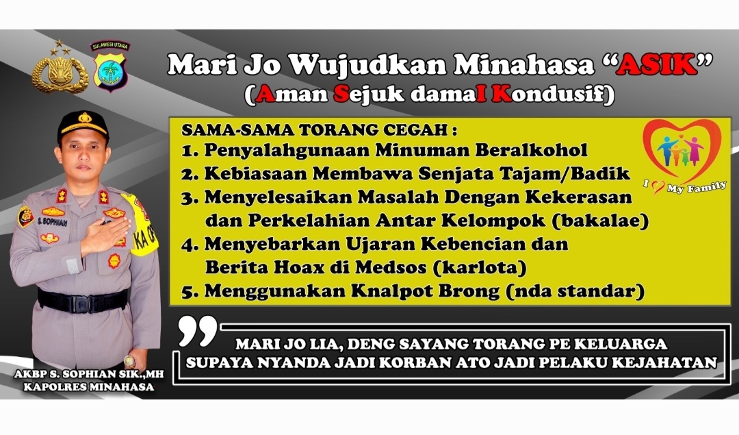 Kapolres Minahasa AKBP Sophian Imbau Mari Jo Wujudkan Minahasa ASIK