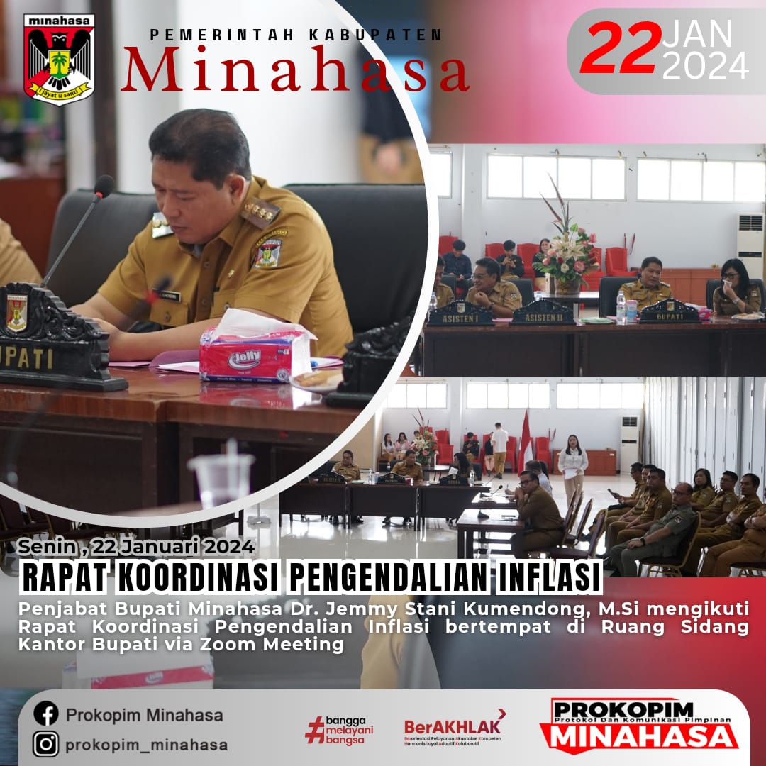 Bupati Kumendong Bersama Pejabat Minahasa Ikuti Zoom Meeting Terkait Pengendalian Inflasi
