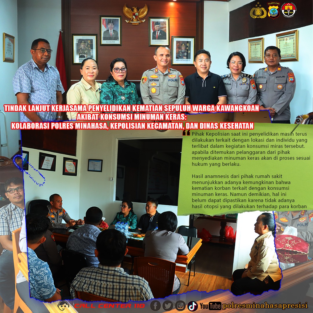 Kolaborasi Polres dan Dinas Kesehatan Atas Kematian 10 Warga Kawangkoan Diakibatkan Miras Masih Tahap Penyelidikan