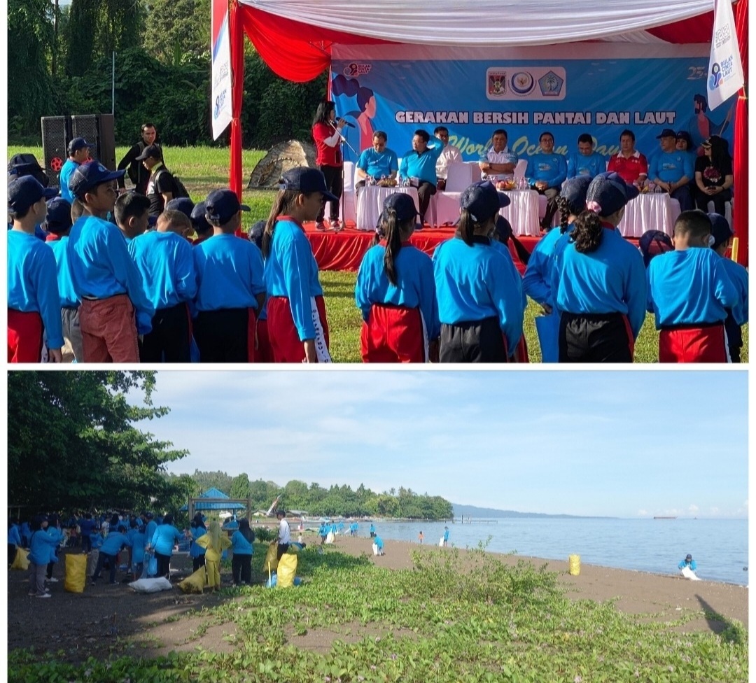 Sambut Hari Laut Sedunia, Dirjen Pengelolaan Kelautan dan Ruang Laut KKP RI Gelar Aksi Bersih Pantai dan Laut di Desa Tateli Minahasa