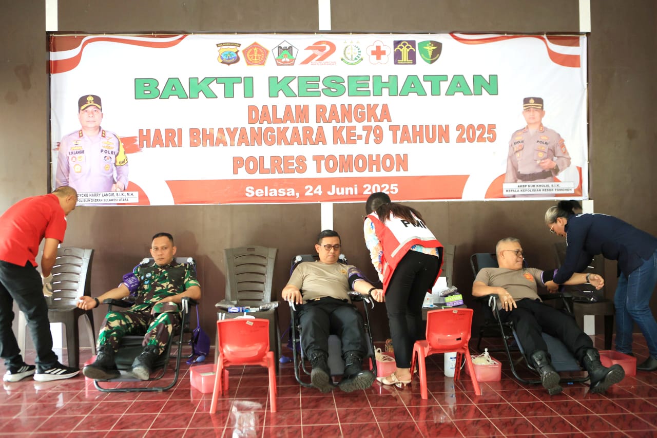 Polres Tomohon Bersama Rindam Merdeka Bersinergi Gelar Donor Darah