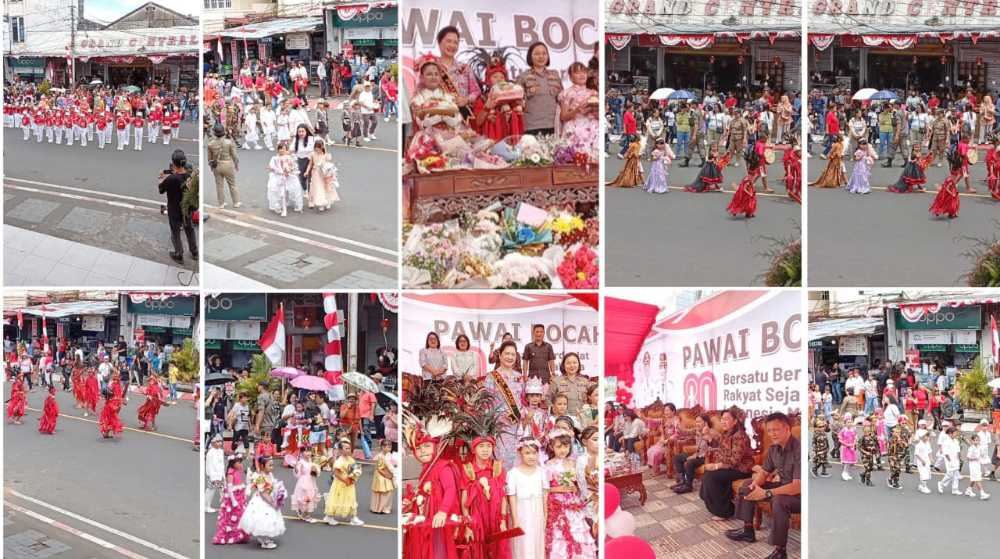 Ekspresi Pawai Bocah Meriahkan HUT RI ke-80 di Tomohon