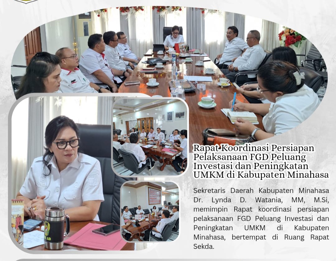 Sekda Lynda Watania Pimpin Rakor Persiapan FGD untuk Pelaku Usaha di Minahasa