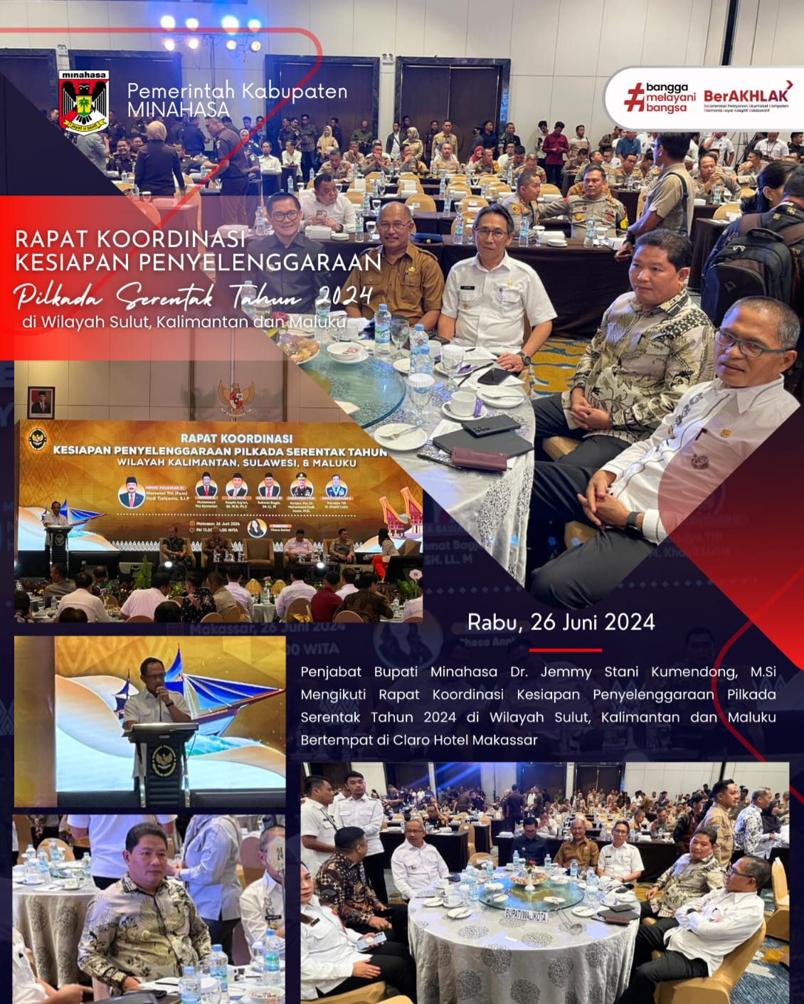 Penjabat Bupati Jemmy Kumendong Hadiri Rakor Kesiapan Pilkada Serentak 2024 di Makasar