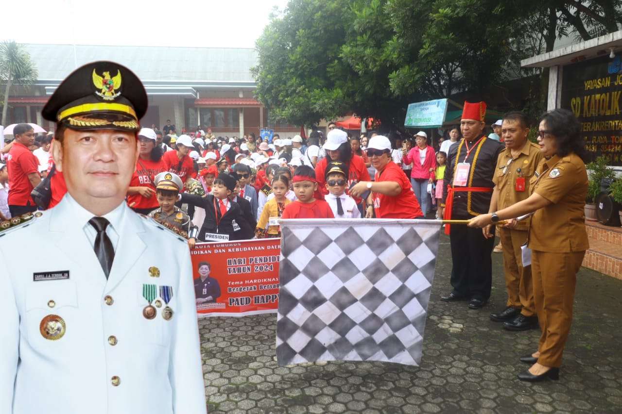 Pawai Bocah Warnai Peringatan Hardiknas Kota Tomohon 2024