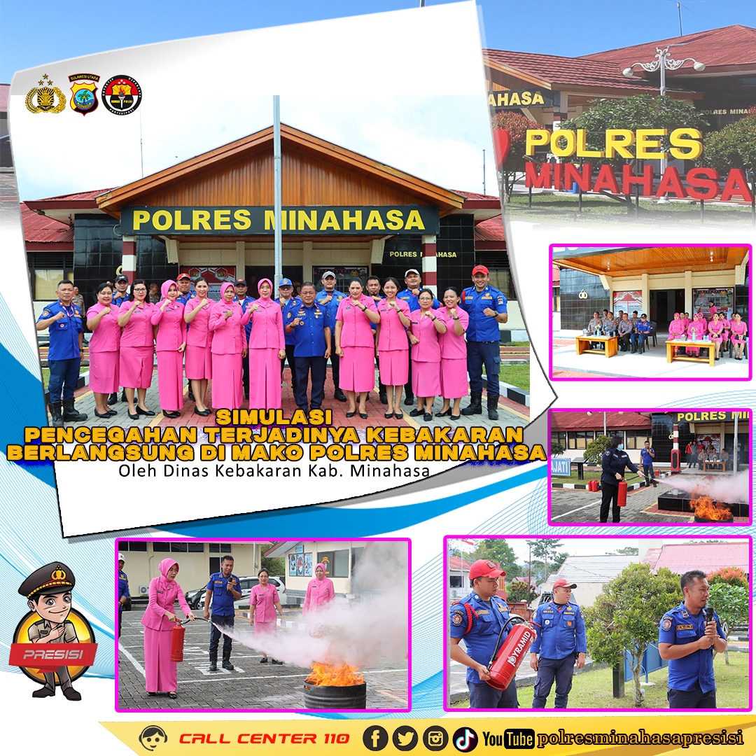 Polres Minahasa Gelar Simulasi Pencegahan Terjadinya Kebakaran
