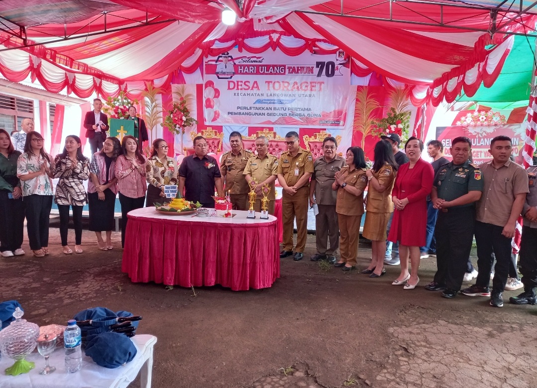 Wakili Bupati, Asisten II dan III Hadiri Perayaan HUT Desa Toraget ke 70 di SMP 3 Langowan