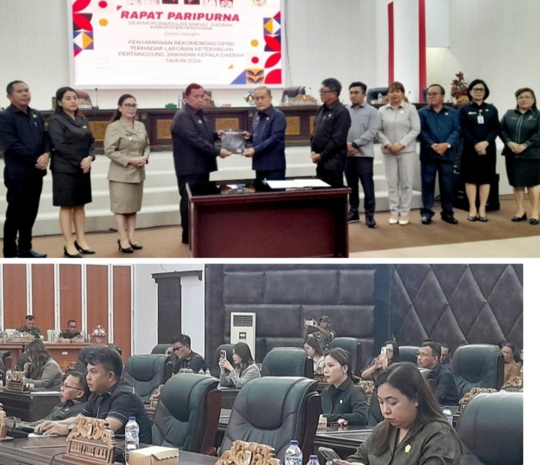 DPRD Minahasa Gelar Sidang Paripurna Penyampaian Rekomendasi LKPJ Bupati Tahun 2024