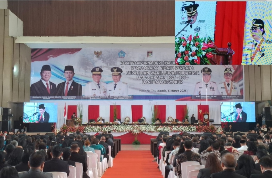 Rapat Paripurna Dengarkan Pidato Perdana Bupati Minahasa di Gedung Wale Ne Tou Tondano