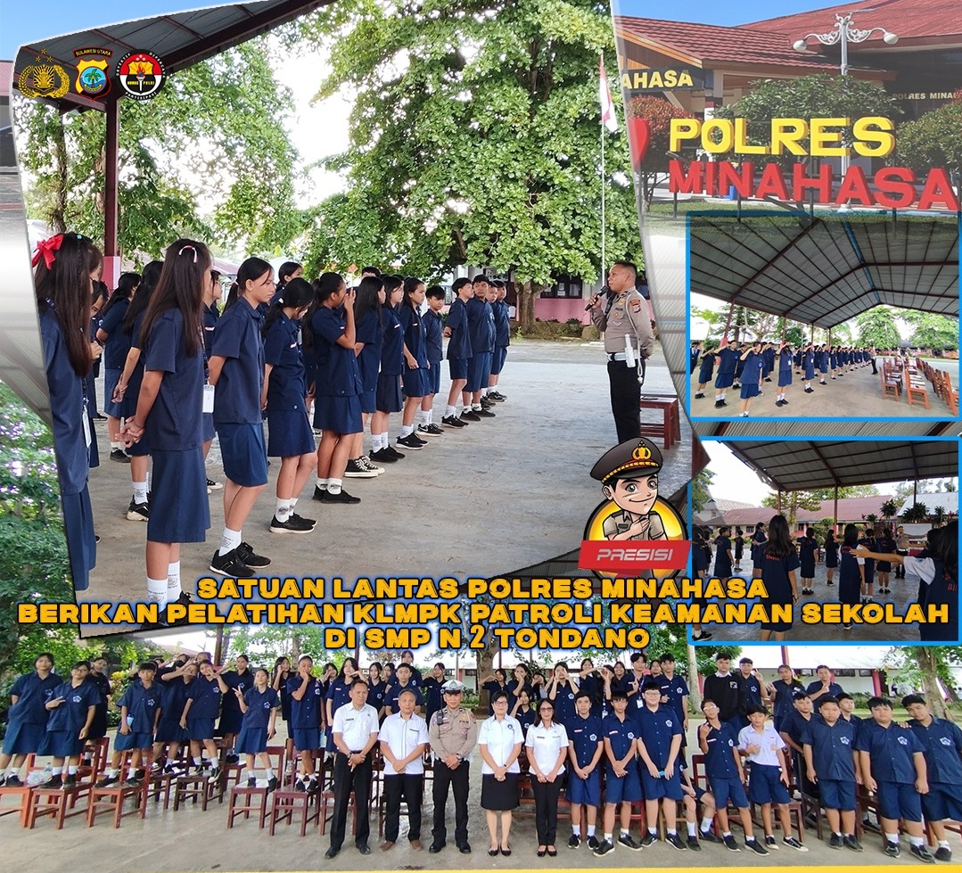 Satlantas Polres Minahasa Berikan Pelatihan Kelompok Patroli Keamanan di SMP N 2 Tondano