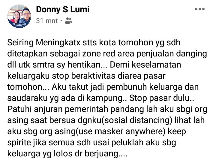 Tomohon Zona Merah, Pelaku Usaha Daging Berhenti Berdagang